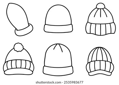 Ilustração da arte da linha do gorro para projetos criativos