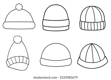 Ilustração da arte da linha do gorro para projetos criativos