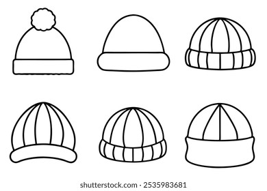 Ilustração da arte da linha do gorro para projetos criativos