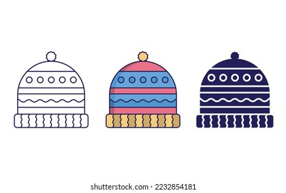 Beanie line and glyph icon, vector illustration