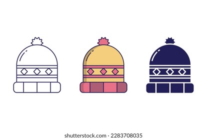 Beanie line and solid vector icons