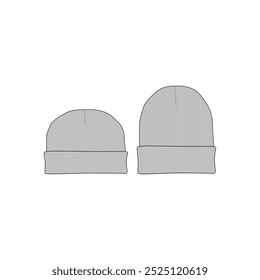 Beanie Set - Boceto plano técnico frontal y posterior de los gorros 