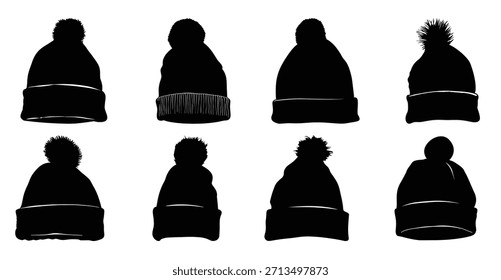 Ilustración vectorial de Paquete Clipart de la silueta del gorro
