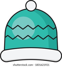 beanie vector colour line icon 