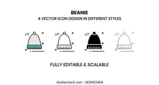 Beanie Vector illustration icons in different style