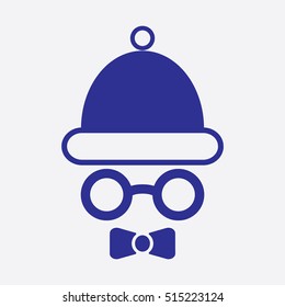 Beanie winter cap and glasses icon design. Bow vector silhouette