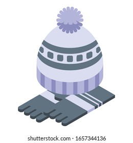 Beanie Winter Hut Symbol. Isometrisch aus Mütze und Wintermütze, Vektorillustration Symbol für Webdesign einzeln auf weißem Hintergrund