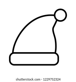 Beanie winter hat outline icon Santa hat vector icon