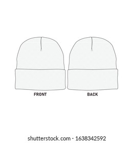 Beanie WollCap Vector Design Commercial and Editable Front and Back
