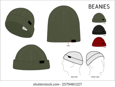 Beanies Mockup Tech Spec with Combo Colour