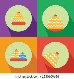 Beanies Winter Hat Four Color Flat Icon Logo Vector Illustration with Different Style 