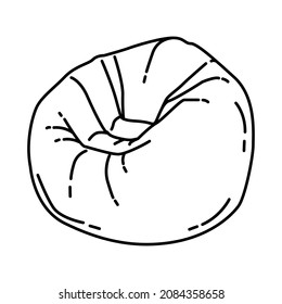 Beanless Bag Part of Furniture and Home Tools Design Hand Drawn Icon Set Vector.