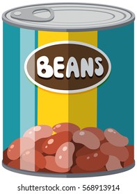 Beans in aluminum can illustration