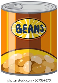 Beans in aluminum can illustration