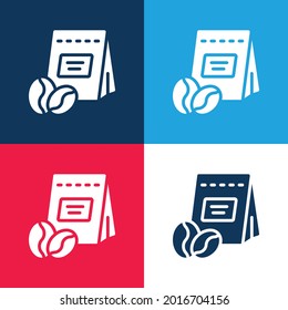 Beans blue and red four color minimal icon set