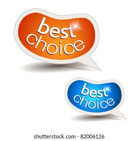 Beans bubble speech with Best Choice motive and vibrant colours with a starlight inside. Shadows are transparent. Ready to be placed on every surface.