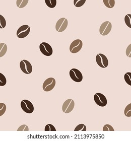 Beans, coffee, light medium and dark roast coffee simple seamless vector pattern 