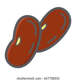 Beans colorful line icon, vegetable and haricot, vector graphics, a filled pattern on a white background, eps 10.
