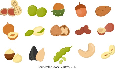 Beans day set collection cute flat icon