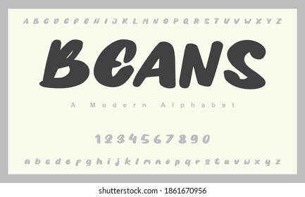 Beans font. Elegant alphabet letters font and number. Lettering Minimal Fashion Designs. Typography fonts regular uppercase and lowercase. vector illustration