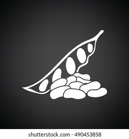 Beans  icon. Black background with white. Vector illustration.
