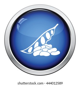 Beans  icon. Glossy button design. Vector illustration.
