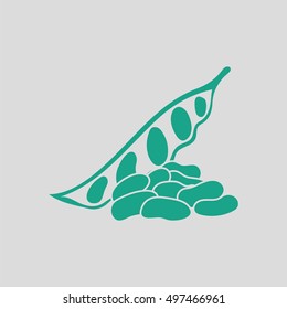 Beans  icon. Gray background with green. Vector illustration.