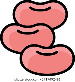 diseño de ilustración de icono de frijoles con contorno relleno, esto no está hecho de ninguna generación de IA