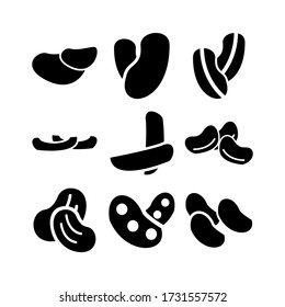 icono de frijol o logotipo símbolo de signo aislado ilustración vectorial - Colección de iconos vectoriales de estilo negro de alta calidad
