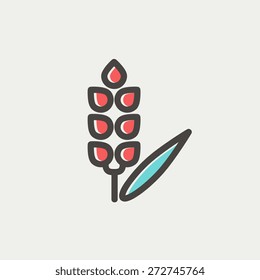 Beans icon thin line for web and mobile, modern minimalistic flat design. Vector icon with dark grey outline and offset colour on light grey background.