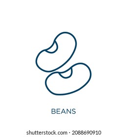 beans icon. Thin linear beans outline icon isolated on white background. Line vector beans sign, symbol for web and mobile