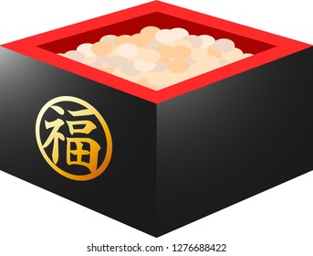 Beans of Japanese Setsubun went into measuring box set
