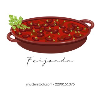 Beans with meat, Feijoada, Latin American cuisine, Brazilian national cuisine. Food illustration, vector	
