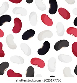 Beans mix vector cartoon seamless pattern for template farmer market design, label and packing. Natural energy protein organic super food.