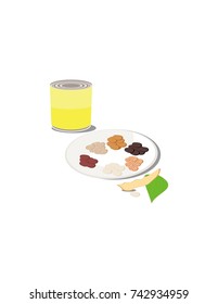 Beans on a plate with white background