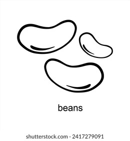 Beans Outline Design - Blank Fill Vector Art Illustration 