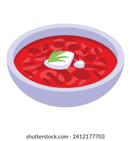 Beans red borsch icon isometric vector. Vegetable food. Dish recipe
