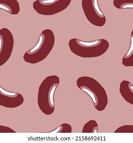 Beans reed seed with hand drawing, purple-pink background. Vector illustrator 