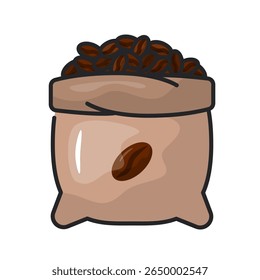 Ícone de saco de feijão. café, saco, armazenamento, burlap, colheita, orgânico, recipiente. Ilustração de ícone de vetor