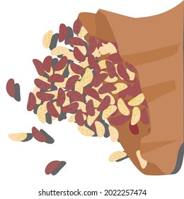 Beans scattered on the table. food Baking and cooking Ingredients. Healthy organic food. Diet. Modern vector illustration isolated on white. For restaurant, cafe, gift card, sticker, postcard