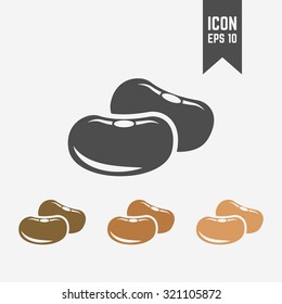 Beans seed isolated vector black icon and its color version