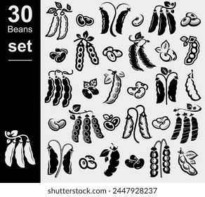 Beans set. Collection icon bean. Vector