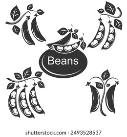 Beans set. Collection icon bean. Vector