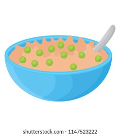 
Beans soup in a bowl with spoon 
