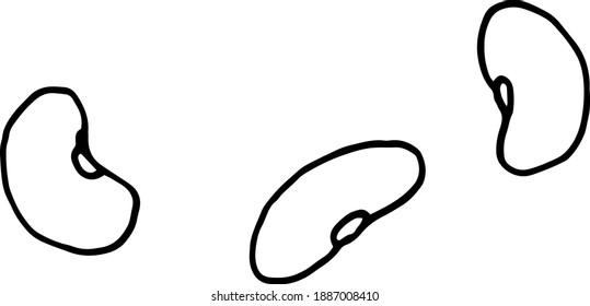 Judías, alubias, soya. Para diseño de menú y más. Doodle. Imagen en blanco y negro Minimalismo