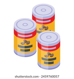 Beans tin cans icon isometric vector. Food snack. Meal metallic object