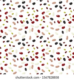 Beans types seamless pattern. Vector.