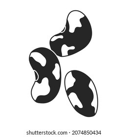 Icono negro vectorial de judías. La ilustración vectorial se frió en el fondo blanco. Icono de ilustración negra aislada de frijol.