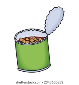 Beans vector color icon. Vector illustration can of bean on white background. Isolated color illustration icon of beans canned food.