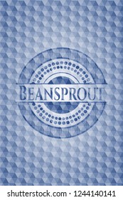 Beansprout blue badge with geometric background.